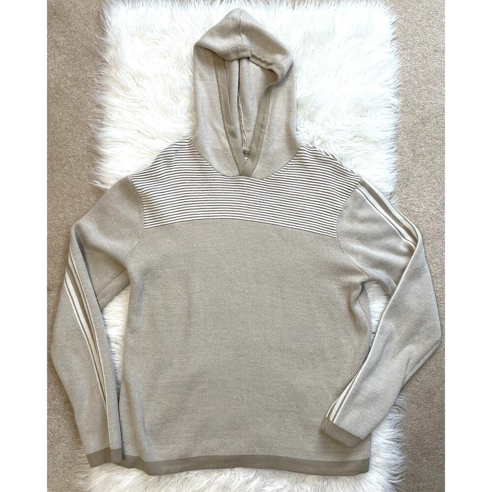 Scott James Hoodie Knit Pullover Sweater Men’s Large Beige Ribbed Casual